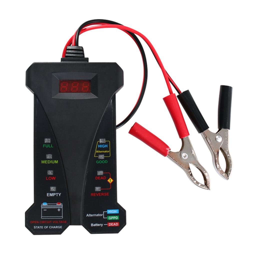 Digital Battery Detectors Reliable Alternator Tester LCD Display LED Indicator Batter Meter for Car & Quick Readout