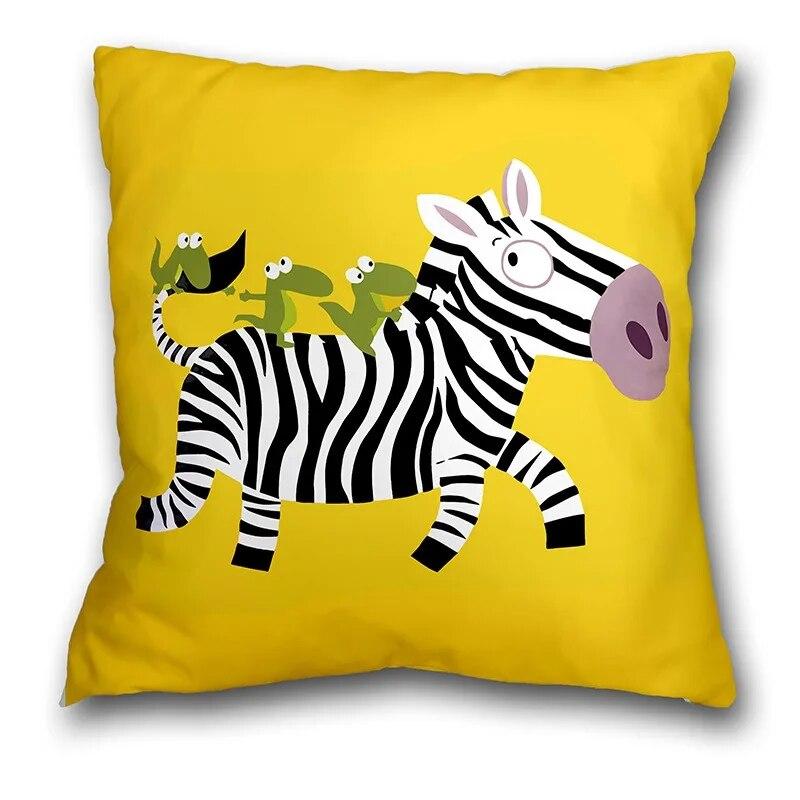 Office Seat Cushion Pillow Cartoon Cute Animal Pattern Print Pillow Case Bedroom Bay Window Cushion