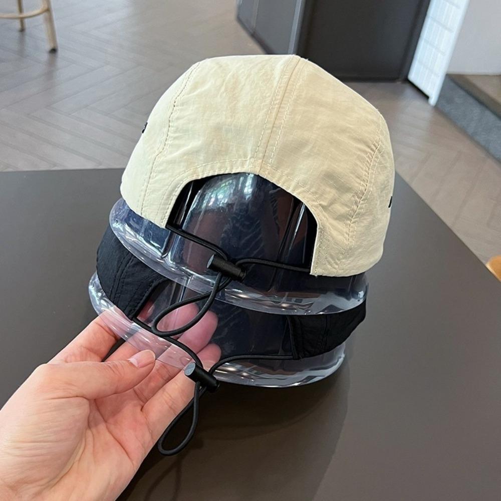 Retro Solid Color Short Brim Baseball Cap Quick-Dry Soft Top Sun Hat Adjustable Drawstring Peaked Cap Girl
