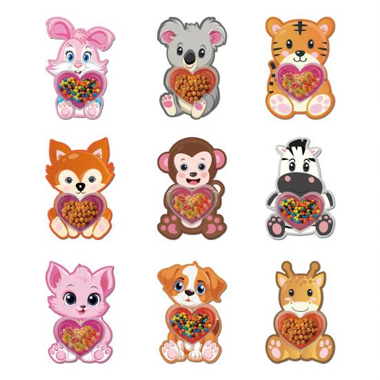 Валентинки-конфетницы для детей Мультяшная открытка с пластиковым куполом Держатель для угощений Сделай сам Для обмена подарками в классе Сувениры для вечеринки