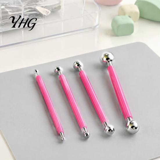 Clay Shaping Tool Set 4Pcs Polymer Set, Sculpting Stick with Stainless Steel Ball Rods Ball, 4 Size DIY Fondant Pottery Modeling Tools