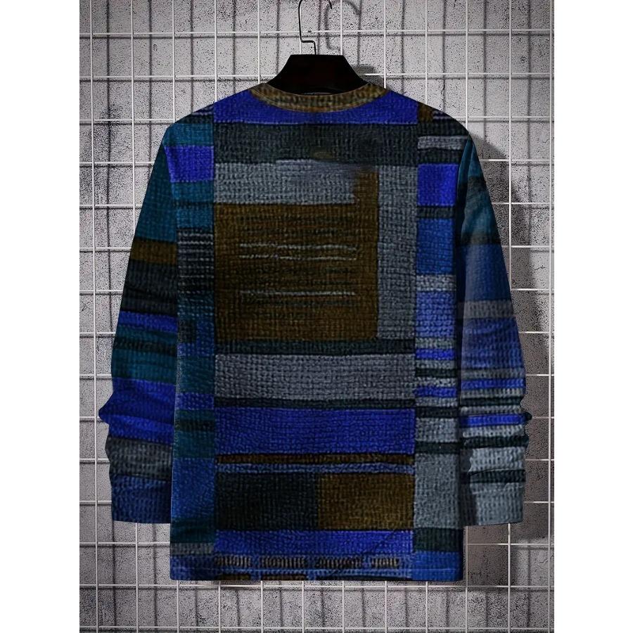 Mens Vibrant Color Block Long Sleeve Comfort Fit T-Shirt - Soft, Breathable, Casual Wear for Summer - Mens Clothing for Relaxed Style