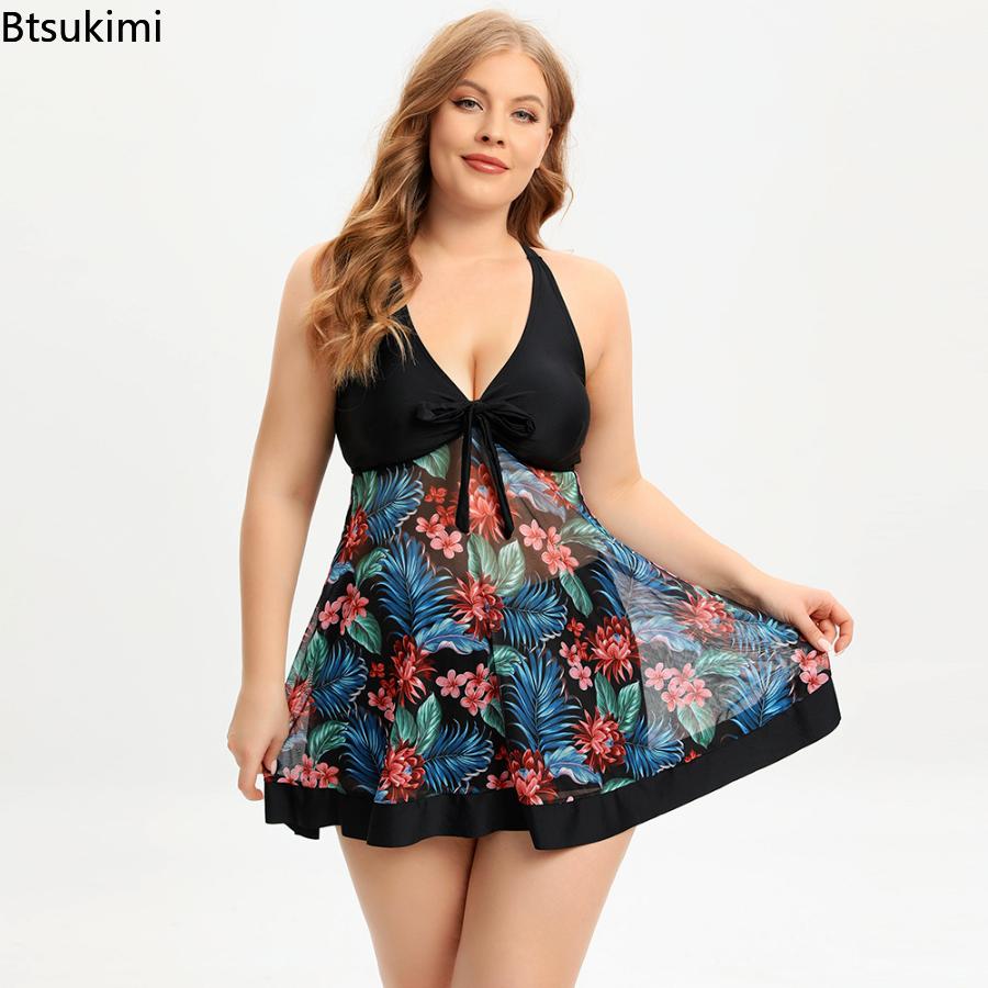 Plus Size 4XL 5XL Sexy Swimwear Women Bikinis Halter 2Pieces Tankini Swimsuits Female Swimdress Oversized Bikinis Set Beachwear