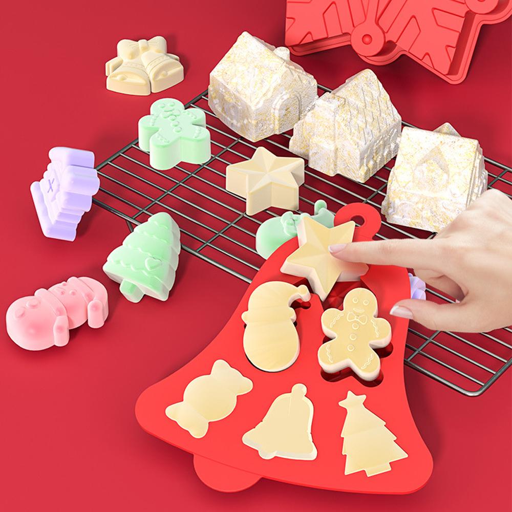 Рождественские силиконовые формы для шоколада, формы для выпечки конфет, форма для снежинок, снеговиков, рождественских елок, инструменты для изготовления конфет и тортов, декор для вечеринок