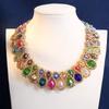 Double Layer Crystal Necklace Colorful Collarbone Necklace Glasses Stone Necklace  for Women