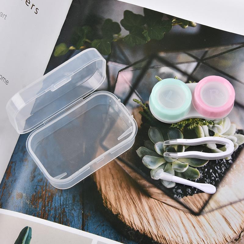 1pcs Candy Color Contact Lens Cases Simple Transparent Portable Eye Contacts Lenses Holder Box Case with Tweezers Wearing Tools