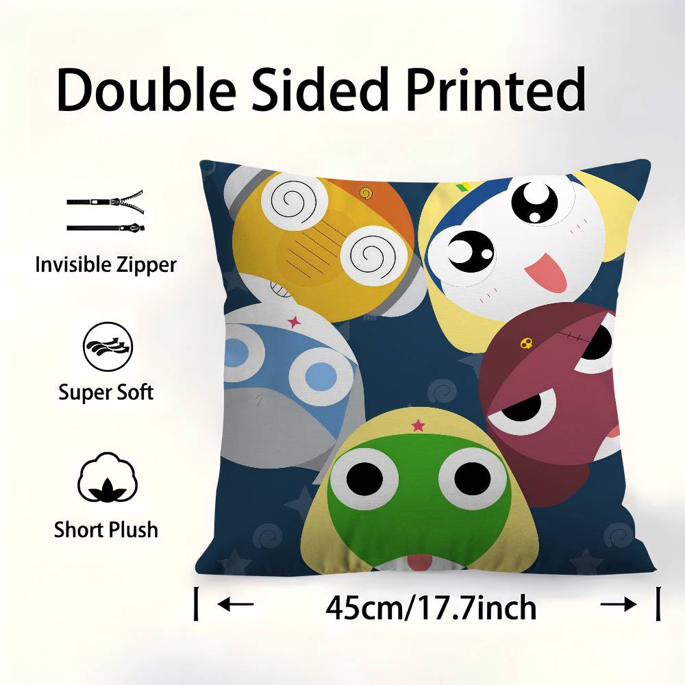 Keroro Gunsou Frog Pillow Gift Home Office Decoration Bedroom Sofa Car Cushion Cover Case 45X45