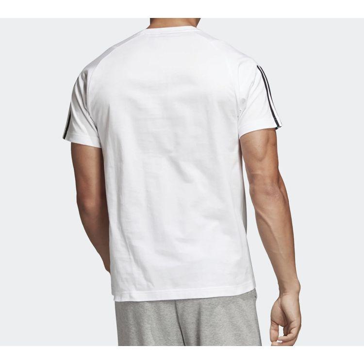 Adidas Three-Stripe Print Training Sports Short Sleeve T-Shirt Men Tops White DQ1453