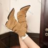Fashion Comemore Autumn Vintage Pointed Toe Women Western Cowboy Boots Fashion Slip On Shoes Ladies Elegant Thick Heel Short Booties