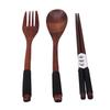3pcs/set Wooden Cutlery Set Kitchen Dinning Spoon Chopsticks Fork Wood Flatware