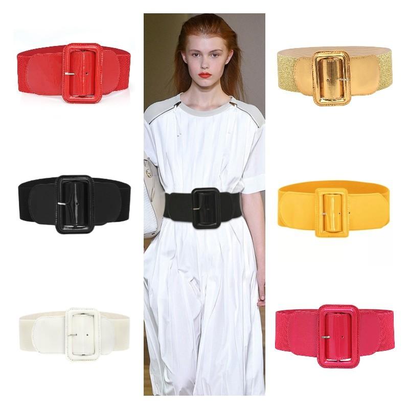 Stylish Red Elastic Waist Belt For Puffer Jackets And Coats With Chic Wide Design