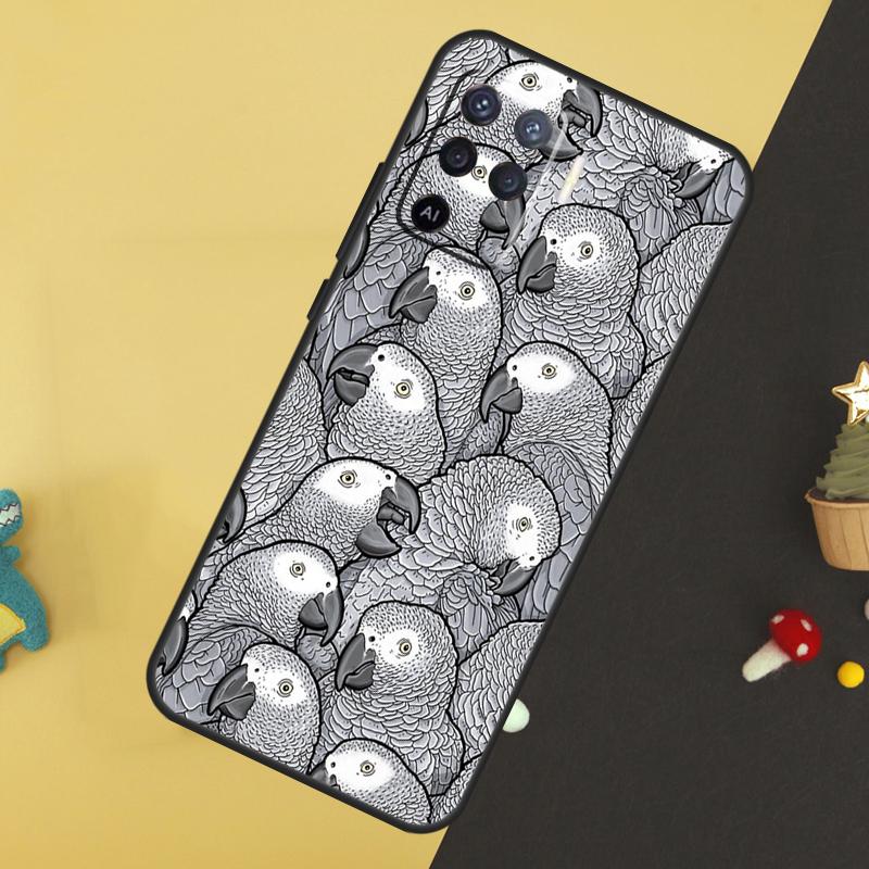 African Grey Parrot Case For Oppo A96 A76 A16 A17 A57 A60 A40 A80 A18 A38 A58 A78 A98 A15 A54 A74 A94 A6 A5 Pro