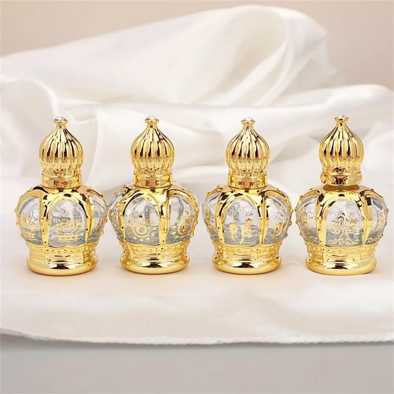 15ml Random Patterns Luxury Golden Essential Oil Roller Bottle Refillable Perfume Bottle Glass Roll-On Essential Oil Bottle Cosmetics Container