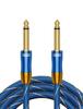 Гитарный кабель EMK гитарный уплотнитель 3M стандартный штекер папа-папа нейлон металл для электрического синего цвета 6,35 мм 1/4" [тяжелый и разъем]