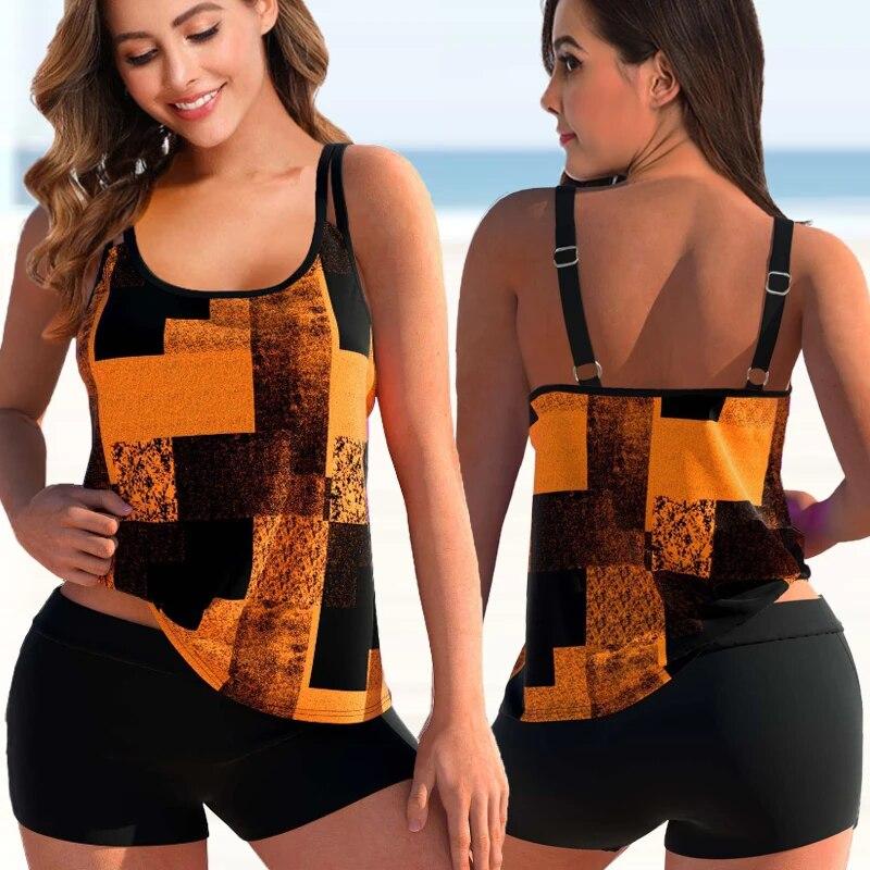 2024 Women Beachwear Swim Tankini Monokini Swimwear Bathing Suit Two Pieces Swimsuits Plus Size Printed Tankinis