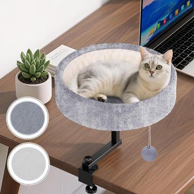 Круглая настольная кровать для кошек, вращающаяся на 360°, с регулируемой высотой, круглая кровать для кошек, щенков, офисный настольный компаньон, товары для домашних животных