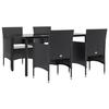 3156600 vidaXL Garden Dining Set with Cushions 5 Pcs Black