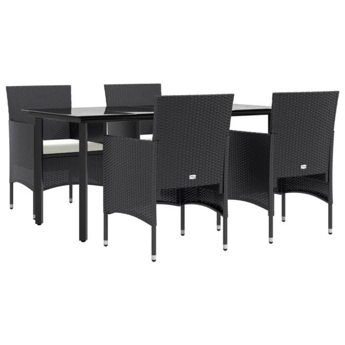 3156600 vidaXL Garden Dining Set with Cushions 5 Pcs Black