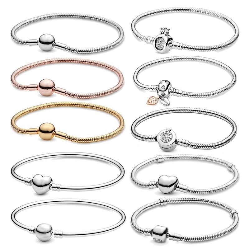 New Fashion Bangle Fit Original Fashion Argent 925 Femme DIY Charms Beadeds Handmade Custom Beads Femme Bracelets Jewelry Women