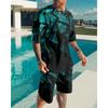 2025 Summer Fashion T-shirt Set Daily Outdoor Beach Shorts Men's Short Sleeved T-shirt and Shorts Set Summer 3D Printed