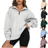 Women's Casual Hoodie Long Sleeve Pullover Solid Color Zip Sweatshirt Oversized Top