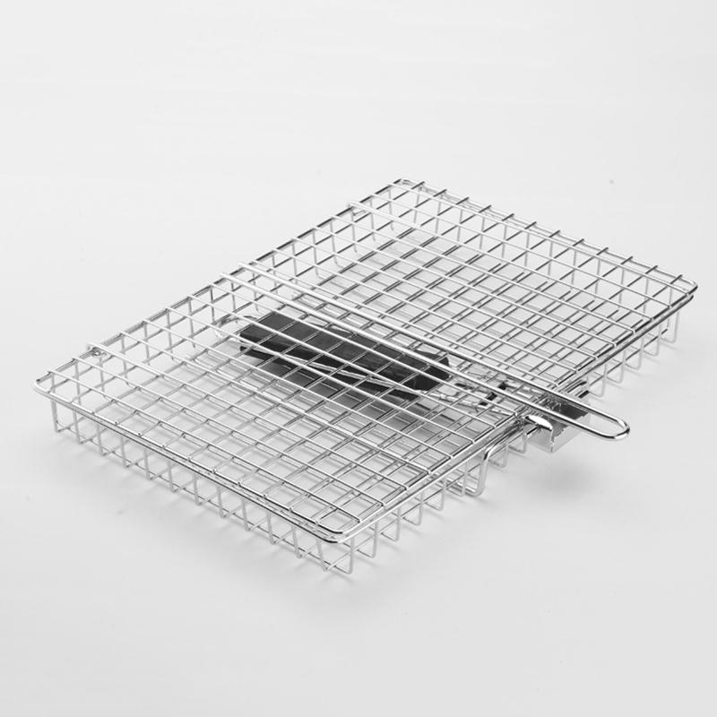 Складная переносная корзина для гриля из нержавеющей стали с ручкой для рыбы, овощей, креветок, принадлежностей для приготовления пищи