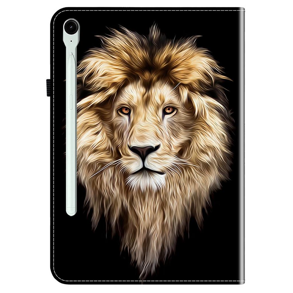 Для Samsung Galaxy Tab S10 FE+ Кожаный чехол с принтом, подставка, чехол для планшета с отделениями для карт