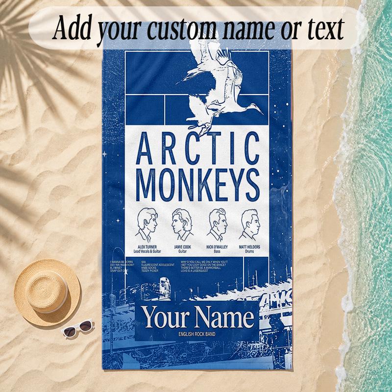 Beach TowelArctic Monkeys Custom Name Text Personalized Soft Towel for Beach Pool Indoor Home Decor Gift