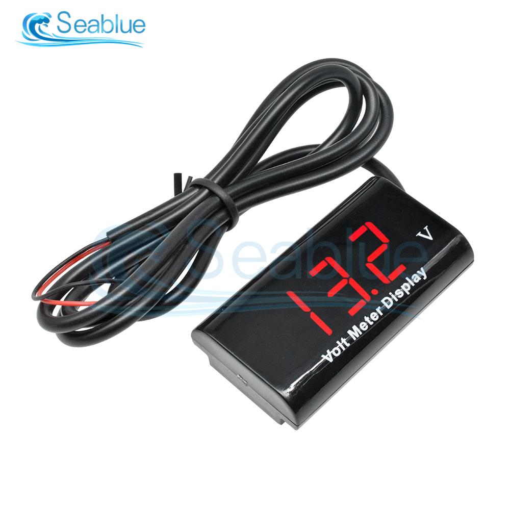 DC 12V 0.28 inch Dual Display LED Digital Temperature Sensor Voltmeter Thermometer Voltage Meter Tester For Car Motorcycle
