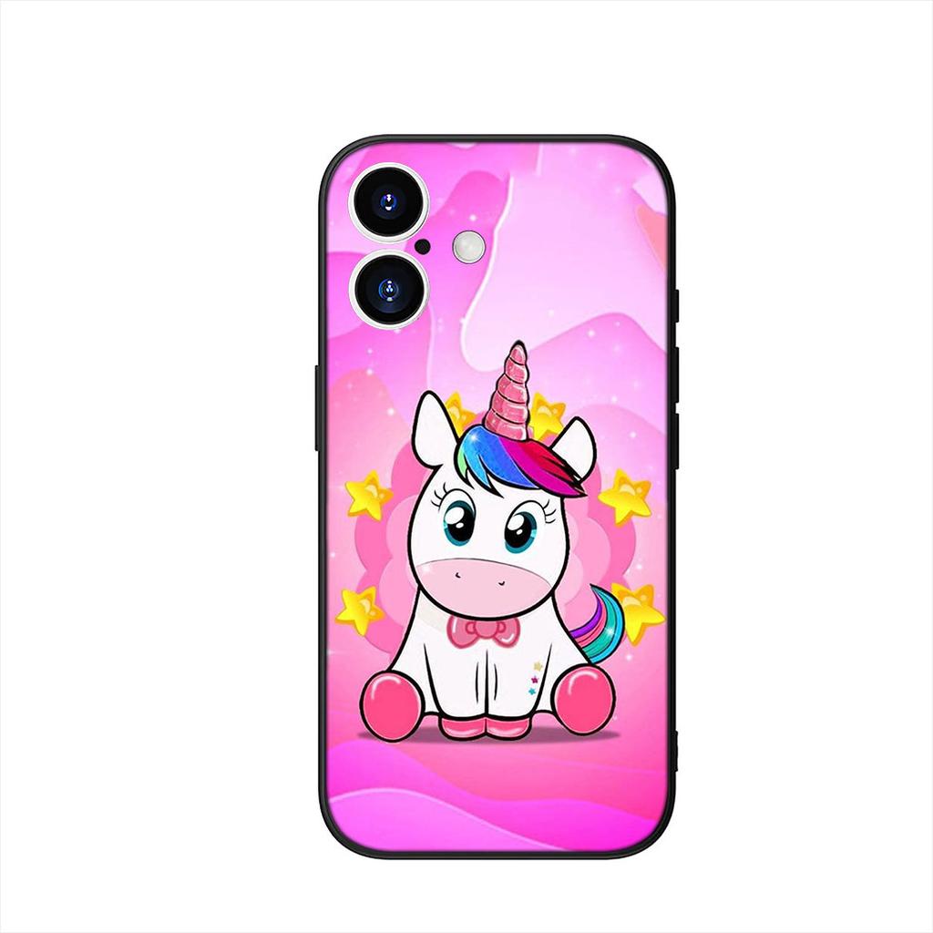 Cute Pink Unicorns Rainbow Cover Phone Case for Apple iPhone 17 16 15 11 Pro XS Max XR 6 7 8 Plus + SE 2020 5 16E