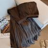 Womens Velvet High-Waist A-Line Midi Skirt With Pleats 2026 Chic Office Wear