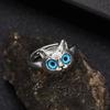 1 Pcs Cute Blue Eyed Cat Cat Animal Rings Women Girls Fashion Opening Adjustable Rings