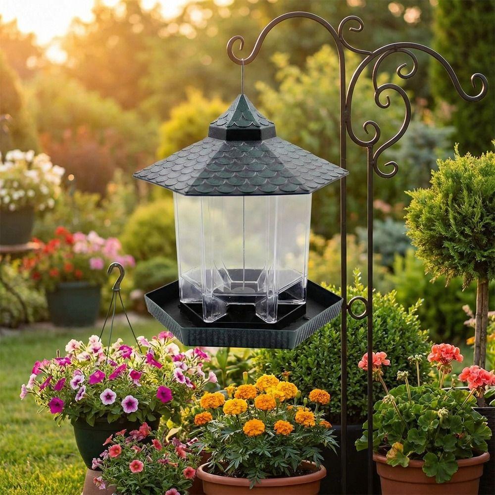 Plastic Bird Feeding Station Tower Shape Bird Feeding Tray Food Container  Outdoor Use