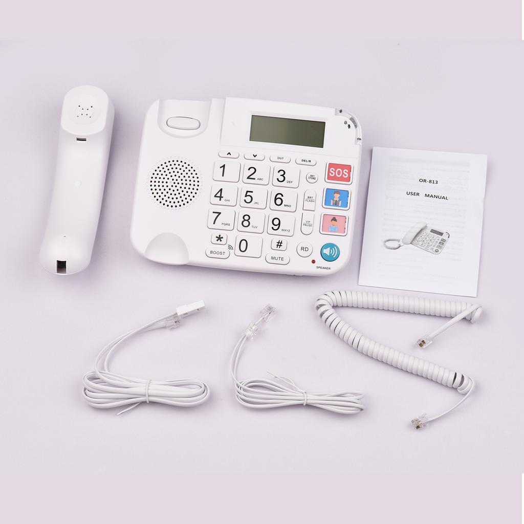 Black Corded Phone with Big Button Desk Landline Phone Telephone Support