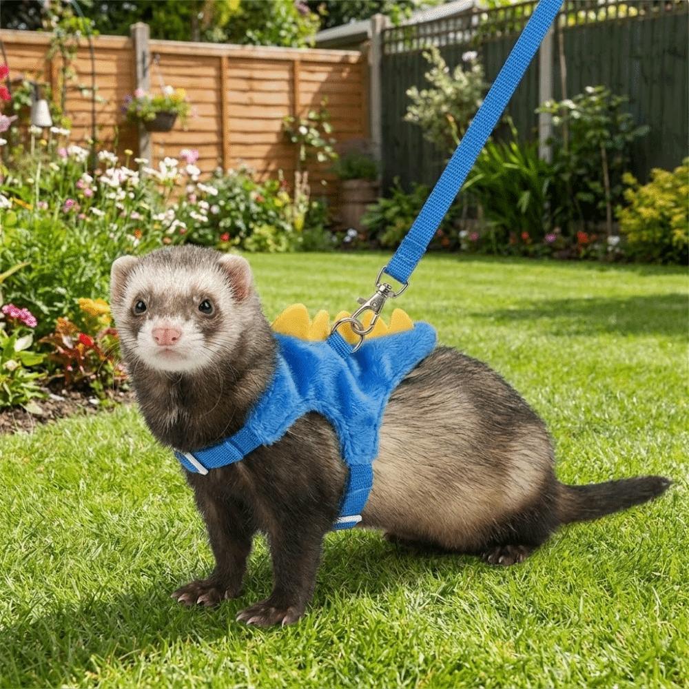Adjustable Ferret Vest Harness Dinosaur Shape Hamster Chest Strap Guinea Pig Safety Vest Outdoor