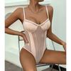Slim Fit Bodysuit Tops Sexy Perspective Backless Jumpsuit Women Lace Mesh Splicing Sleeveless Rompers Elegant Playsuits 30590