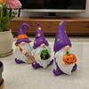 Hand Painted Desktop Figurines Halloween Gnome Resin Figurine, Broom Cauldron Pumpkin Dwarf Cute Cartoon Wizard Gnomes Statue for Desk Shelf,