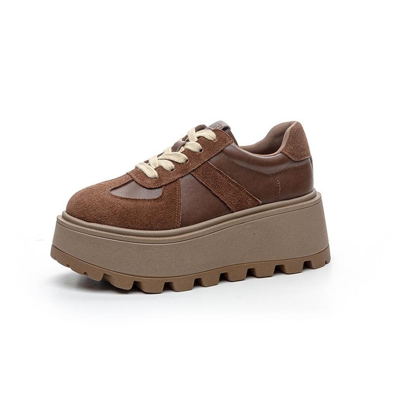 Thick-soled Inner Height Increase Women's New Matte Leather Retro Casual Fashion Sports Board Shoes Female Student Shoes