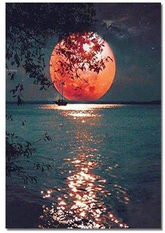 Новый DIY 5D алмазная живопись Луна Дерево полная круглая мозаика Пейзаж Цветок Алмазная вышивка Искусство горный хрусталь для домашнего декора