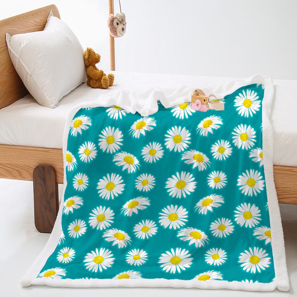 Idyllic Daisy Blanket Thickened Lamb Fleece Crystal Fleece Blanket