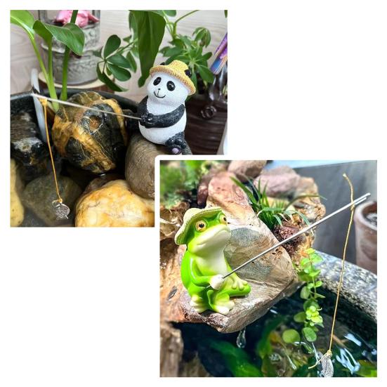 Статуэтка лягушки-рыболова из смолы, украшение для садового пруда, фигурка мини-панды для пруда, украшение для аквариума и ландшафта