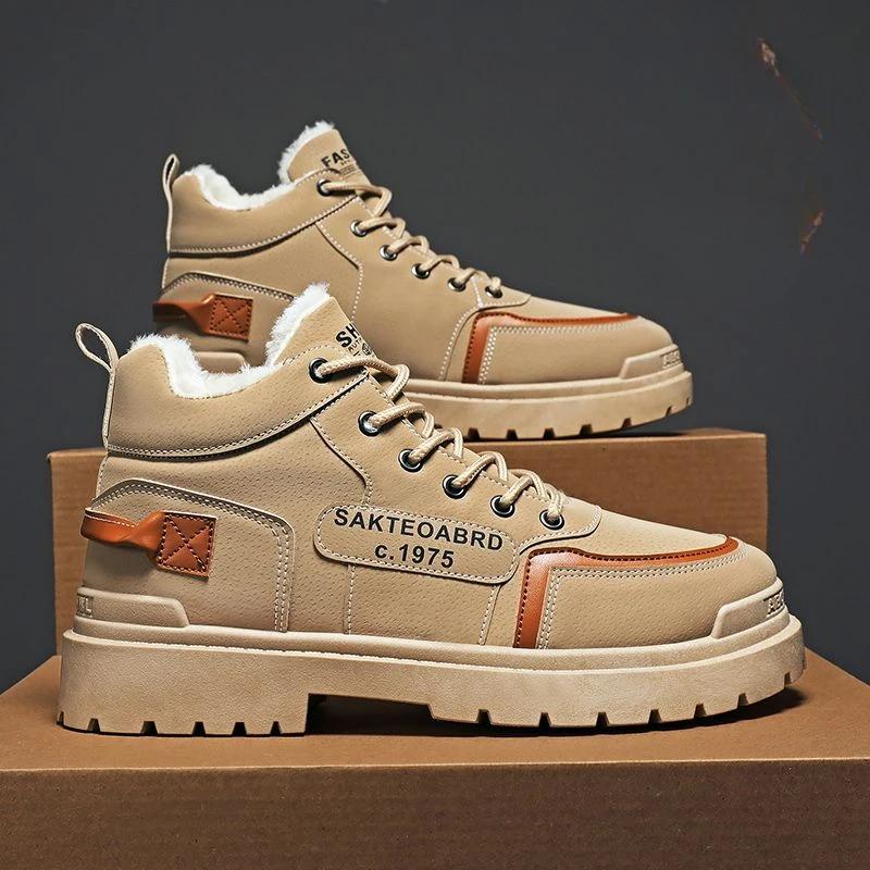 Мужские зимние ботинки Модные Теплые Защищающие от холода Высокие Хлопковые Ботинки Толстый Плюш Качественные Мужские Зимние Ботинки Мех Оригинальные Предложения Обувь