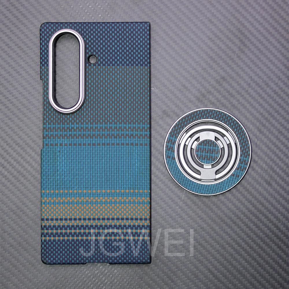 For samsung galaxy z fold 7 carbon case 600d kevlar aramid fiber fabric ultra thin hard cover magnetic balckSlimlightred premium