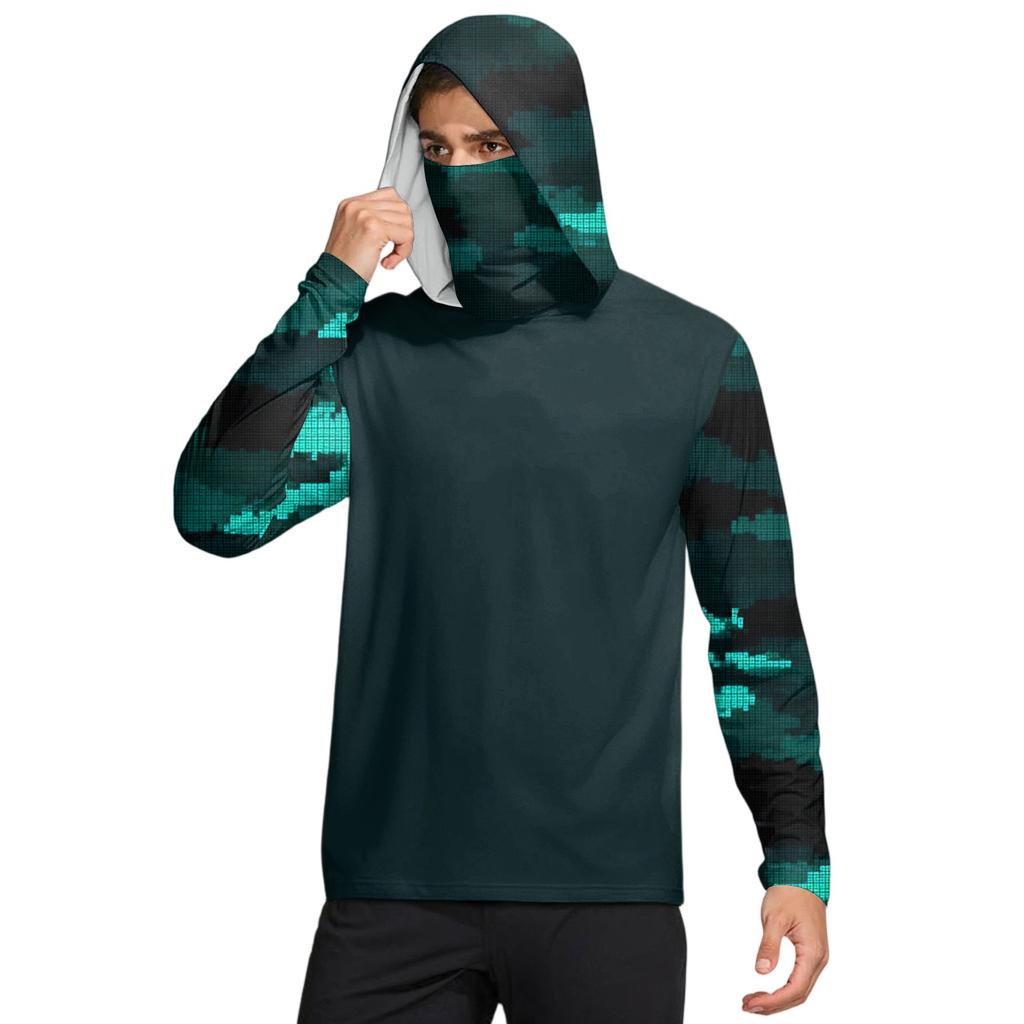 Мужская рубашка с маской Легкая с длинным рукавом Капюшон Для пеших прогулок Рыбалки Для выступлений