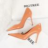 Sexy Slim High Heels Thin Heels, Ultra High Heels Bright Lacquer Skin, Shallow Mouth Metal Pointed Single Shoes