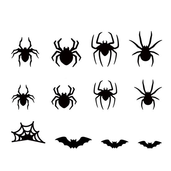 Halloween Spider Bat Sticker Set with LED Lights Spooky Atmosphere Enhancer Indoor Outdoor Decorations