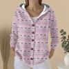 Женский модный повседневный свитер на пуговицах с принтом, кардиган, куртка с капюшоном