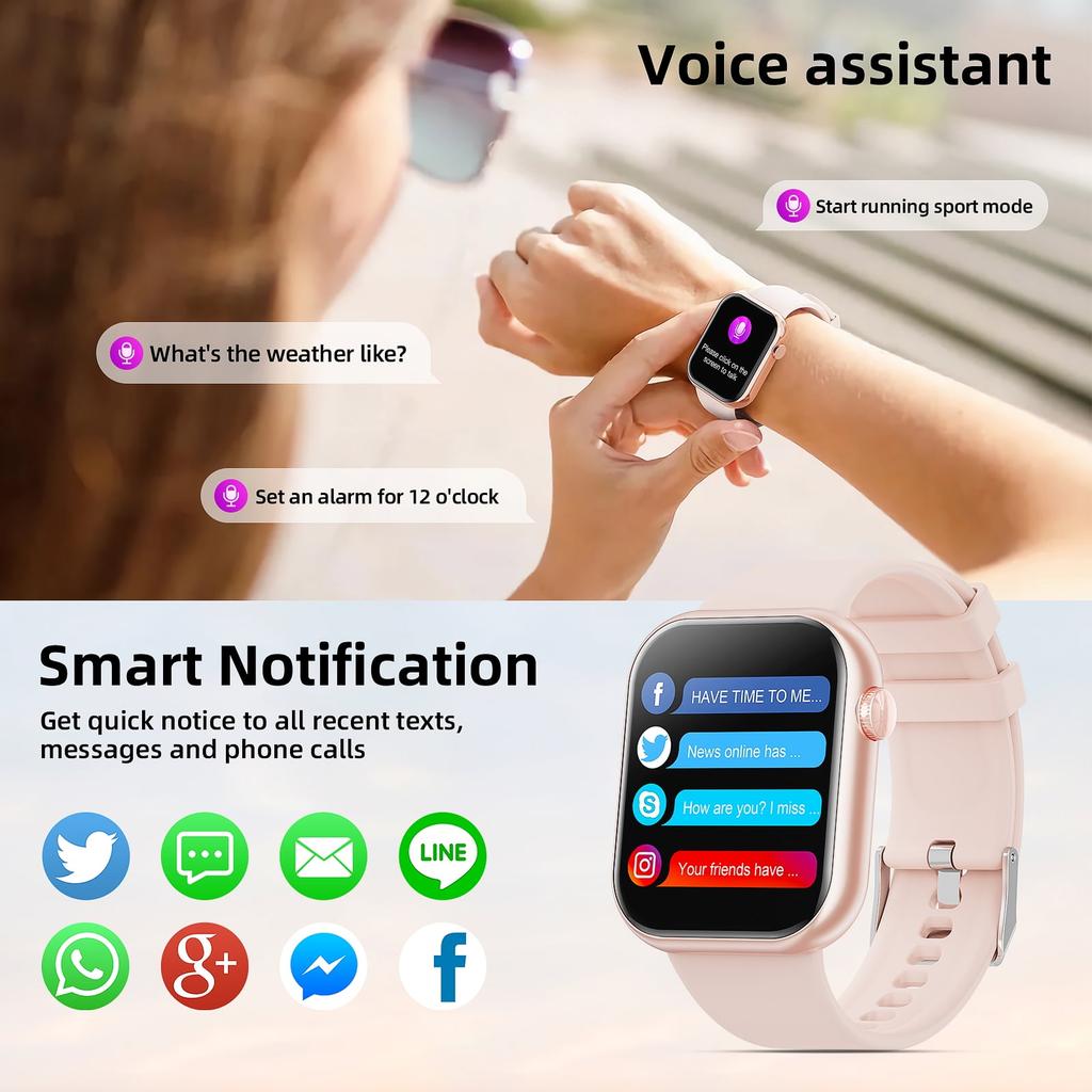 Smart Watch, 1.85-inch Touch Screen Activity Fitness Tracker Watch,  IP67 Waterproof Sports Step Counter, Suitable for Android Iphone Devices