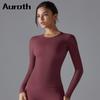 Auroth Long Sleeve Yoga Top Gym Sports Shirts Women Solid Color Running Shirts Slim Stretch Fitness Top