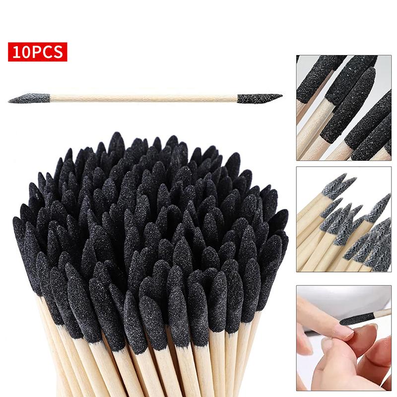 10Pcs Nail Grinding Wooden Gravel Stick Nail Scrub Drill Stick Manicure Pusher Remover Double Head Manicure Tool